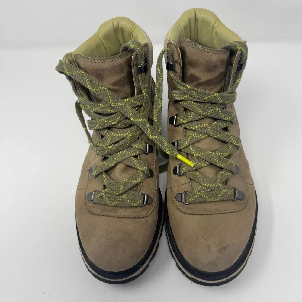Sorel Lennox Hiker STLT Boot Womens 9.5 Khaki Green Leather‎ NL4841-397